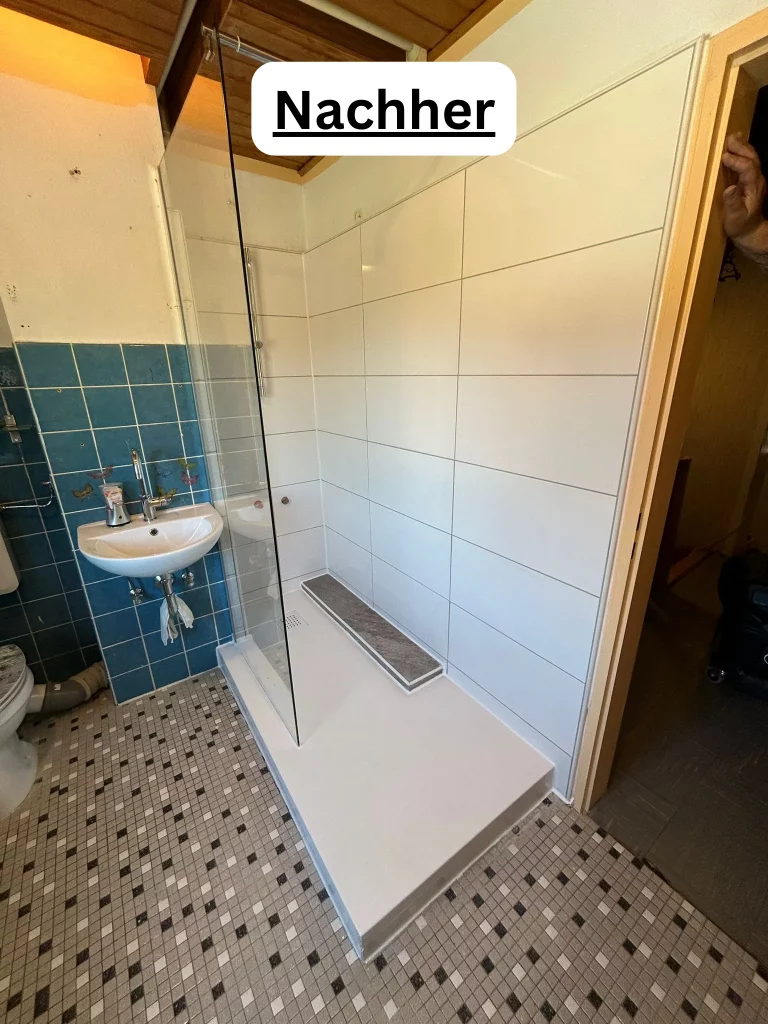 Ebenerdige Dusche nach Umbau